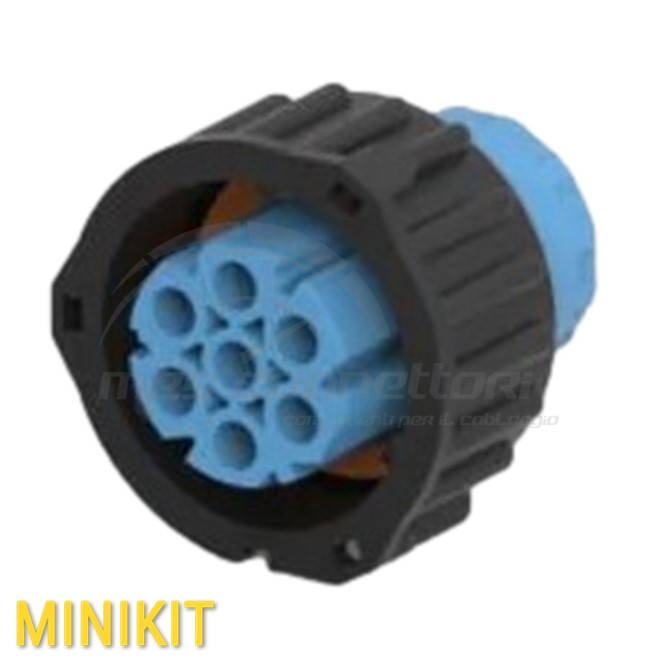 kit connettore tyco serie DIN 1.5 circolare - 7 vie p.f. BLU