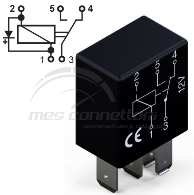 micro rele' 12V 15/25A in scambio con diodo