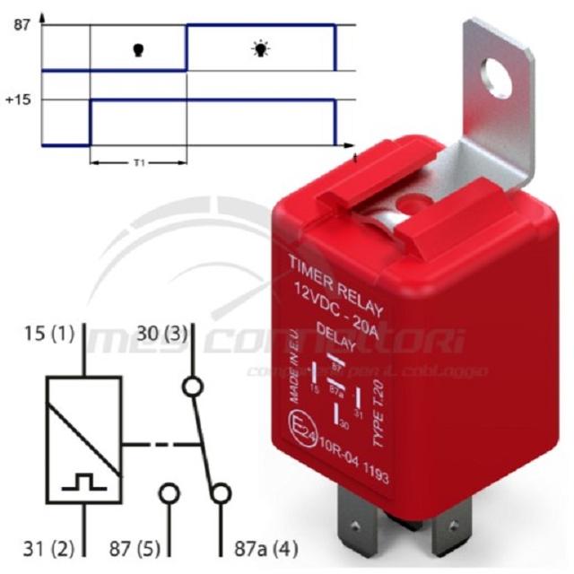 rele' temporizzato 12V  DELAY ON ritardo in eccitazione 4 secondi