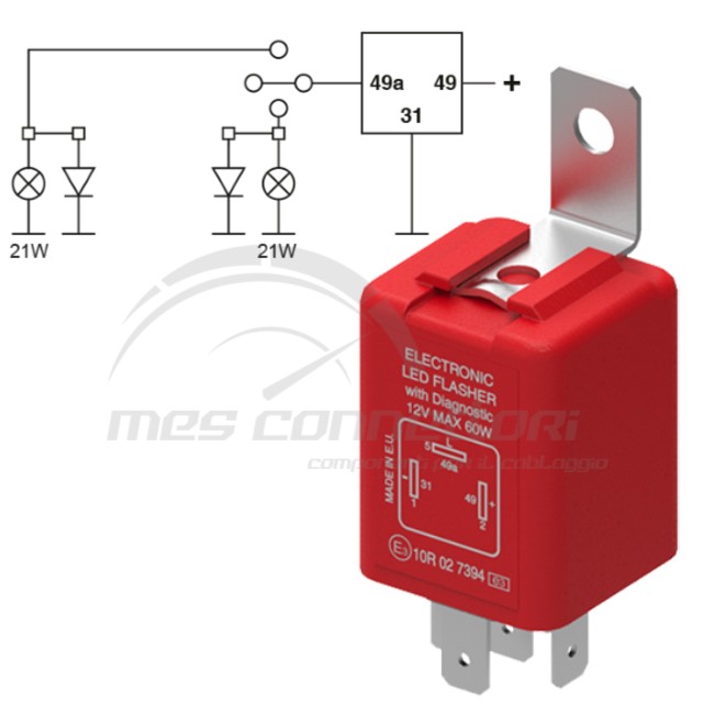 Lampeggiatore ibrido di direzione per luci LED e NON - 12V max 60W - 3 Pins