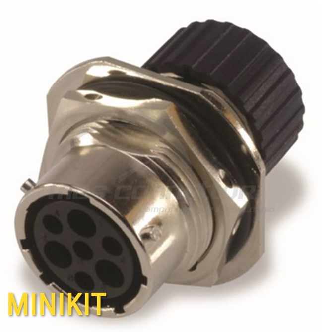 kit connettore itt serie jam nut - 7 vie misto (3 di potenza + 4 di segnale) p.f. size 14 pannello