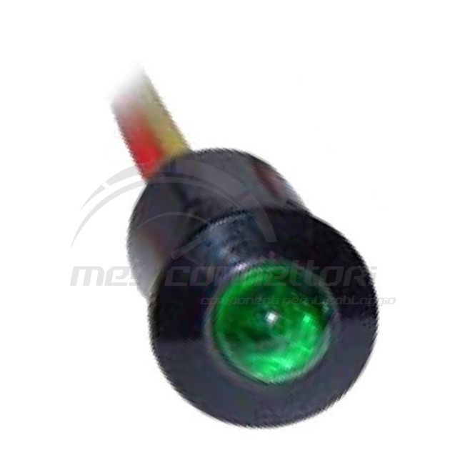 spia led luce fissa a incastro 12 volt verde (foro 9.5mm)