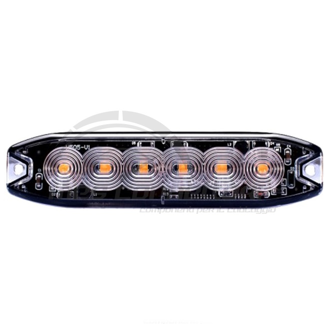 luce strobo slim 6 led arancio intensita' variabile 12-24volt