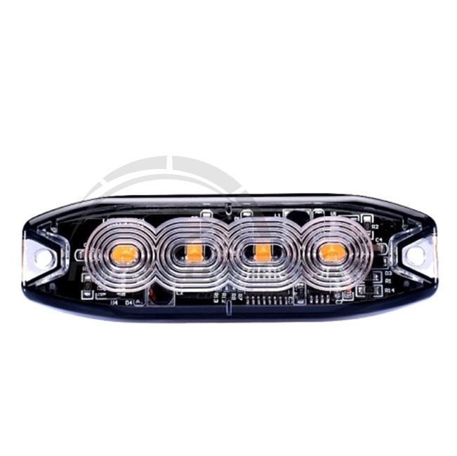 luce strobo slim 4 led arancio intensita' variabile 12-24volt