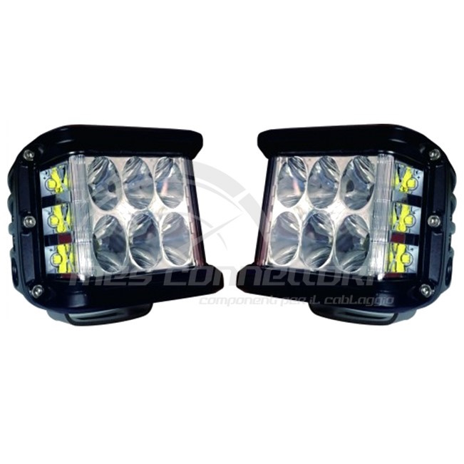 coppia fari lavoro rettangolare 6 led 10-30v 24W 1800 lumen