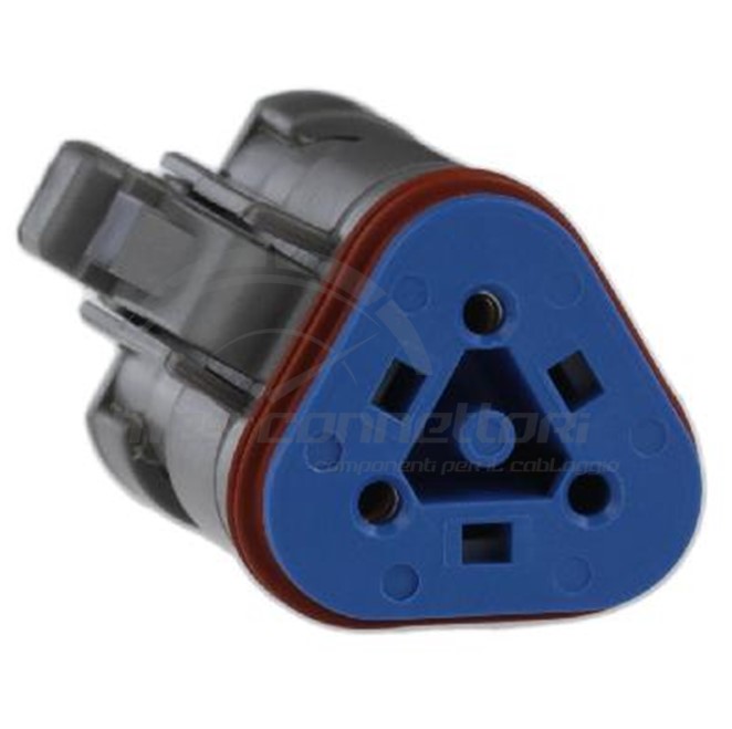 connettore Deutsch serie dt - 3 vie p.f. grigio con resistenza 120ohm e contatti dorati