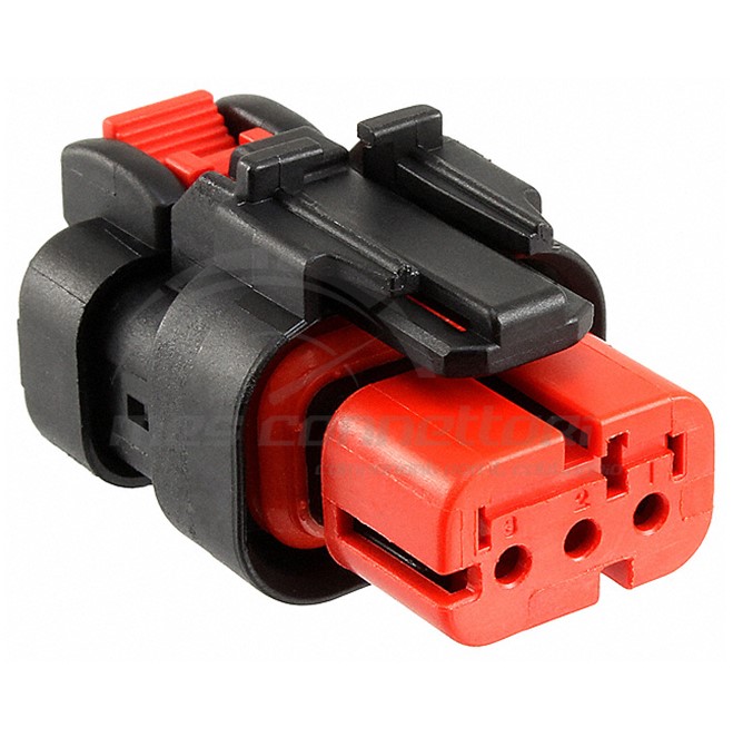 connettore tyco serie AMPSEAL16 - 3 vie p.f. secondary lock rosso diametro ridotto