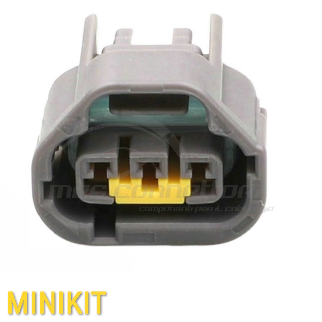 kit connettore YAZAKI serie 2.3II (090II) - 3 vie p.f. sealed grigio con polarizzazioni sfalsate