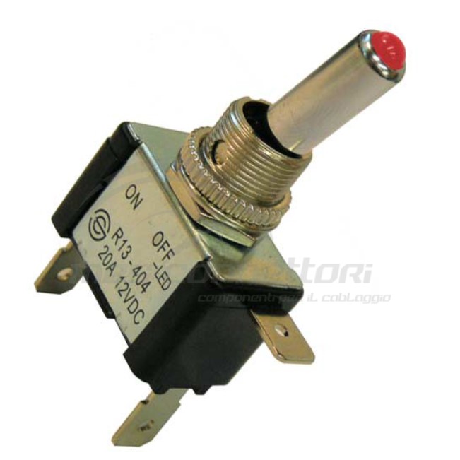 interruttore a leva con led rosso (3 faston)