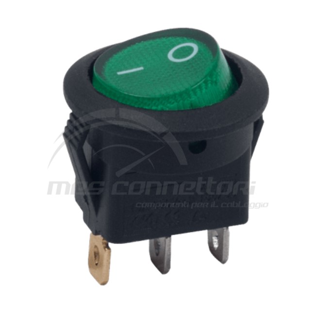 interruttore basculante 24V spia luminosa verde (foro 20.2 mm)