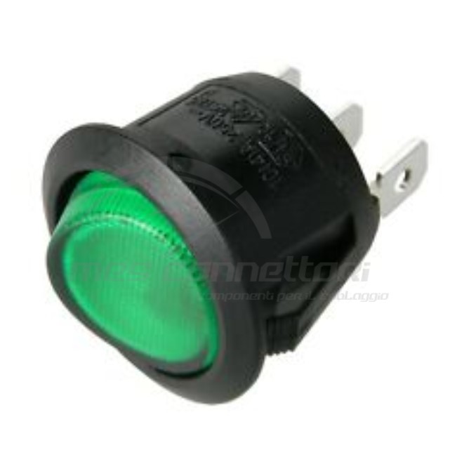 interruttore basculante 12V spia luminosa verde (foro 20.2 mm)