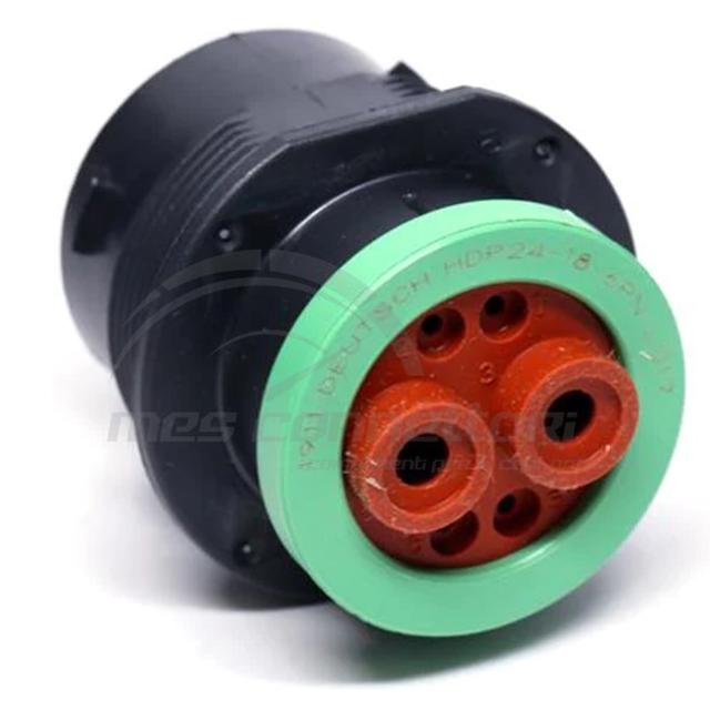 connettore Deutsch serie HDP - 6 vie p.m. nero pannello size 18 con adattatore
