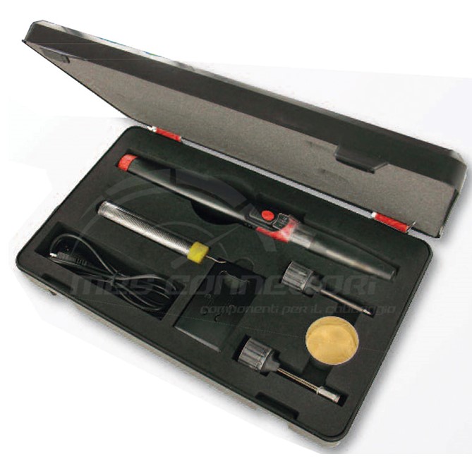 minisaldatore a batteria ricaricabile punte intercambiabili