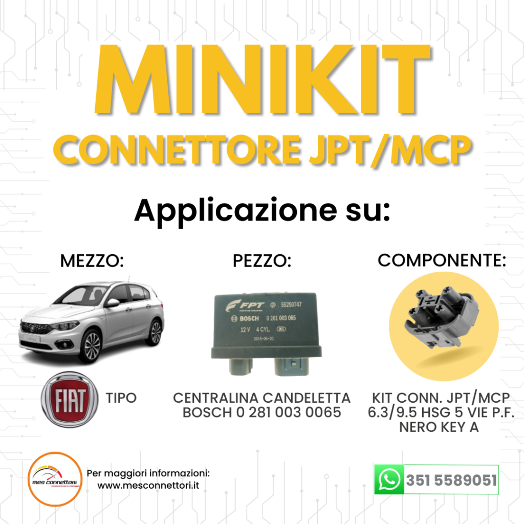 Kit Connettore tyco serie JPT/MCP 6.3/9.5 HSG – 5 vie p.f. NERO KEY ‘A’
