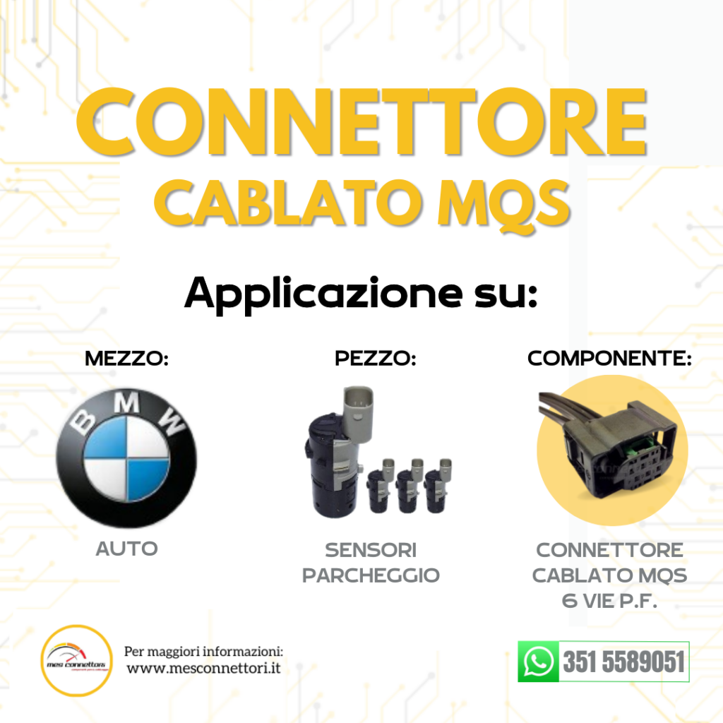 connettore cablato tyco serie MQS – 6 vie p.f.