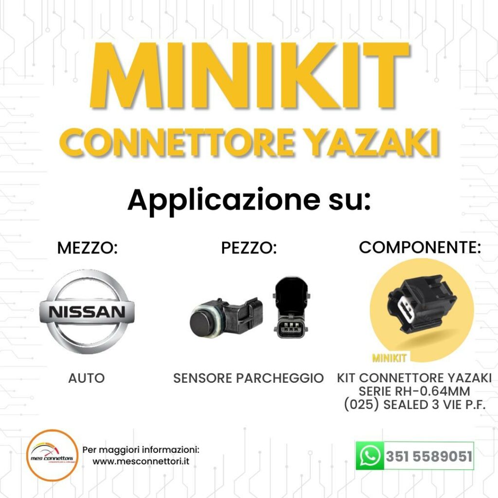 Minikit Connettore YAZAKI serie RH 0.64 mm (025) – 3 vie p.f. sealed nero