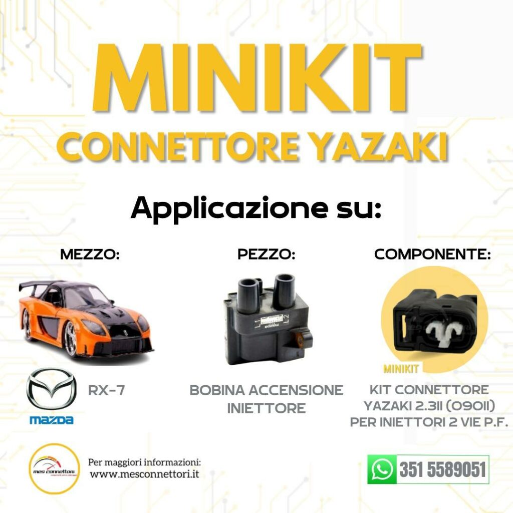 kit connettore Yazaki SERIE 2.3II (090II) – 2 vie p.f. sealed nero per iniettori