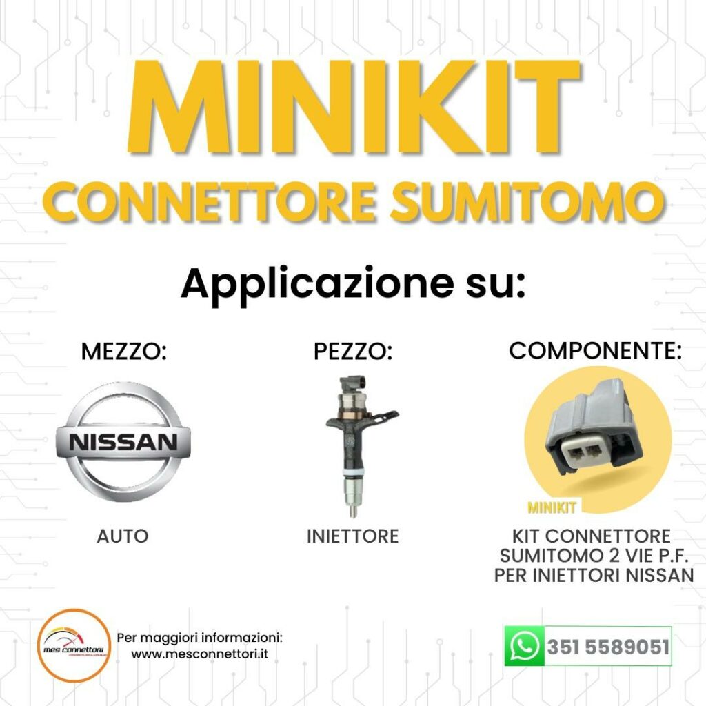 Minikit Connettore Sumitomo serie ts 2.3 mm (090) – 2 vie P.F. sealed grigio per iniettori Toyota/Nissan