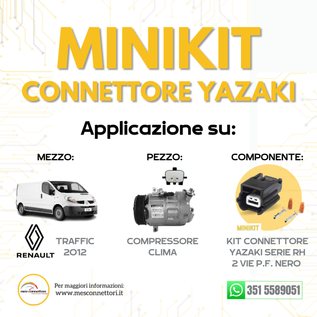 Minikit Connettore YAZAKI serie RH 0.64 mm (025) – 2 vie p.f. sealed nero