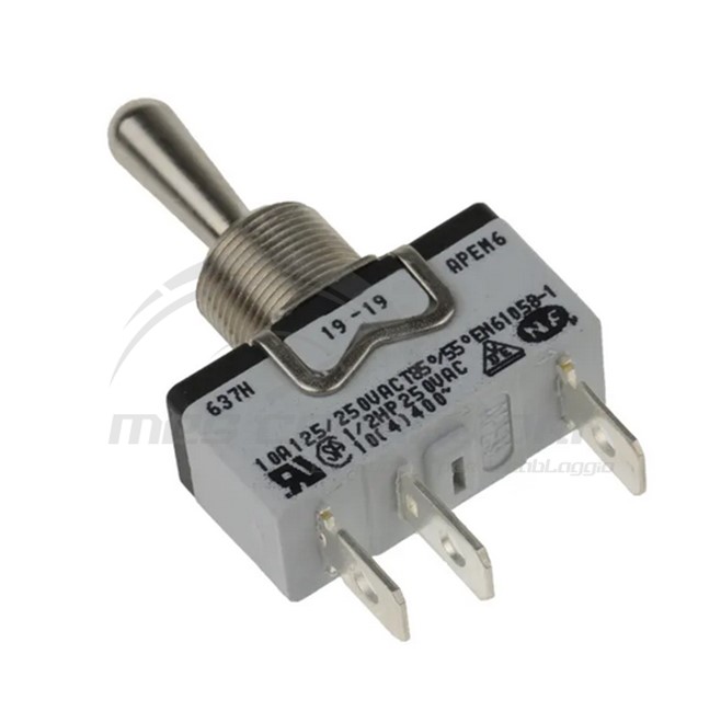 interruttore a levetta a faston (on)-off-(on) 12/24 volt