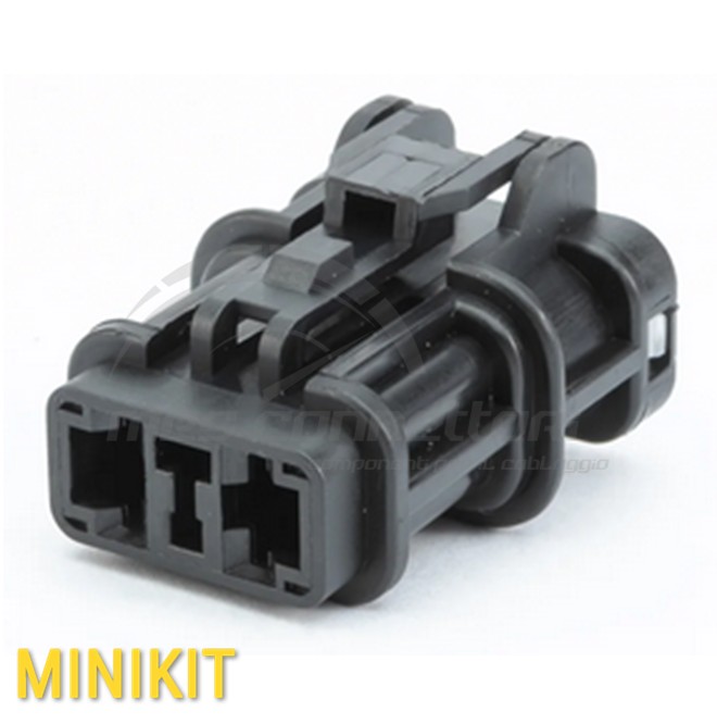 KIT connettore Yazaki serie 58 tipo X 6.3 mm (250) - 2 vie p.f.sealed nero con secondary lock