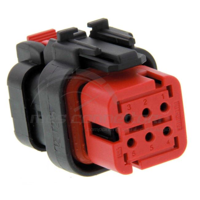 connettore tyco serie AMP-SEAL 16 - 6 vie p.f. secondary lock rosso