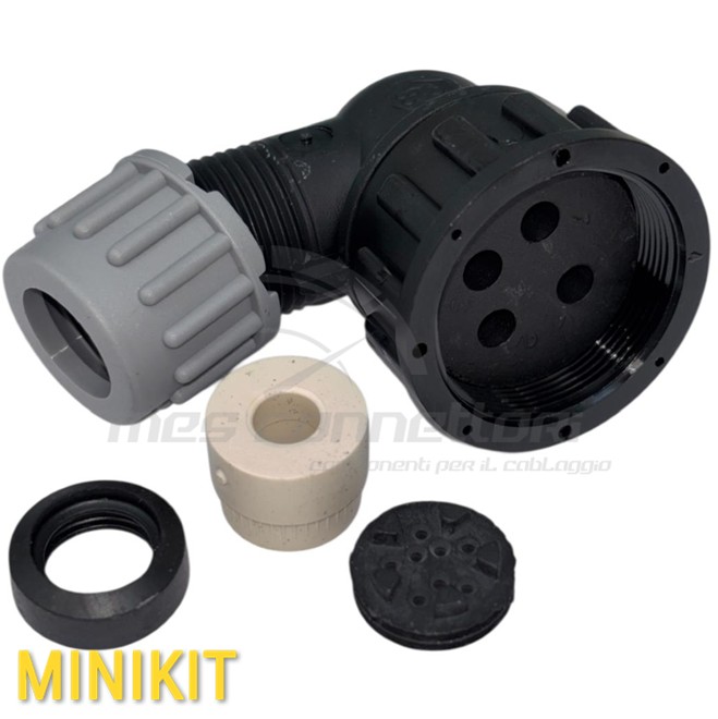 Kit connettore delfingen a 90° - 4 vie per elettrovalvola M27