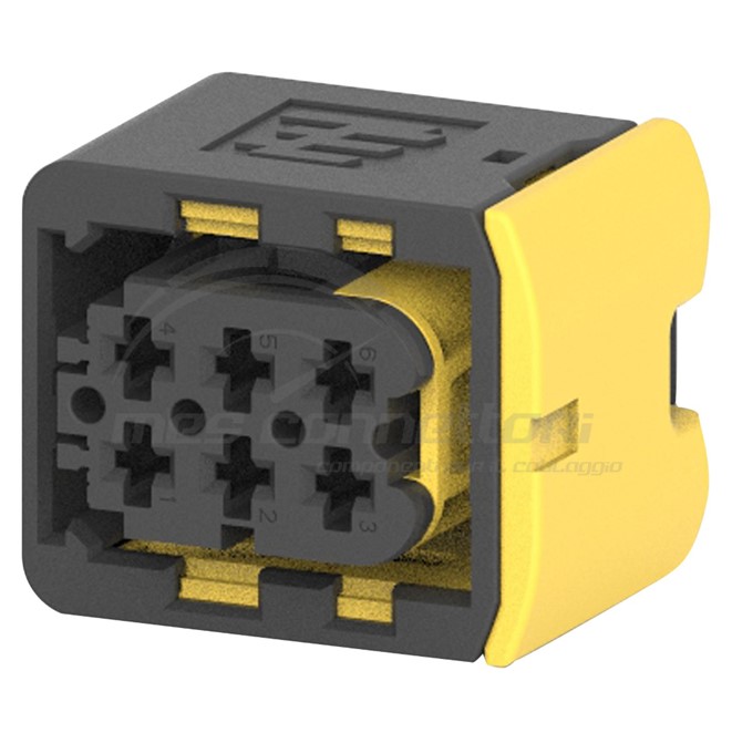 connettore tyco serie HDSCS 2.8 - 6 vie p.f. inserto nero - gruppo C