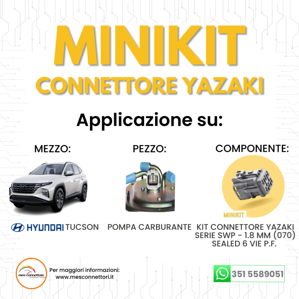 miniKit connettore YAZAKI serie SWP 1.8 mm (070) – 6 vie p.f. sealed grigio