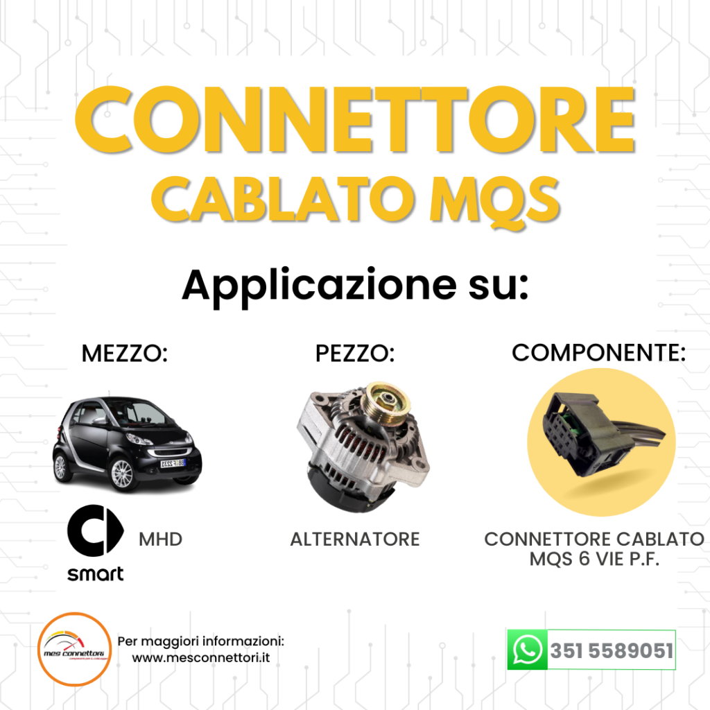 connettore cablato tyco serie MQS – 6 vie p.f.