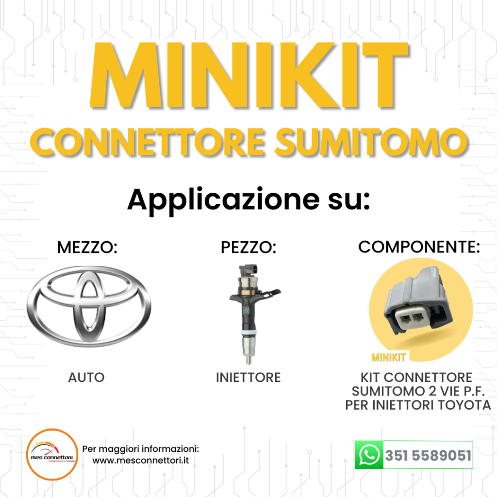 minikit connettore Sumitomo serie ts 2.3 mm (090) – 2 vie P.F. sealed grigio per iniettori Toyota/Nissan