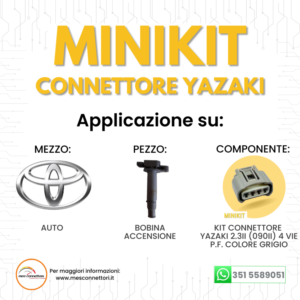 minikit connettore YAZAKI serie 2.3II (090II) – 4 vie p.f. sealed grigio