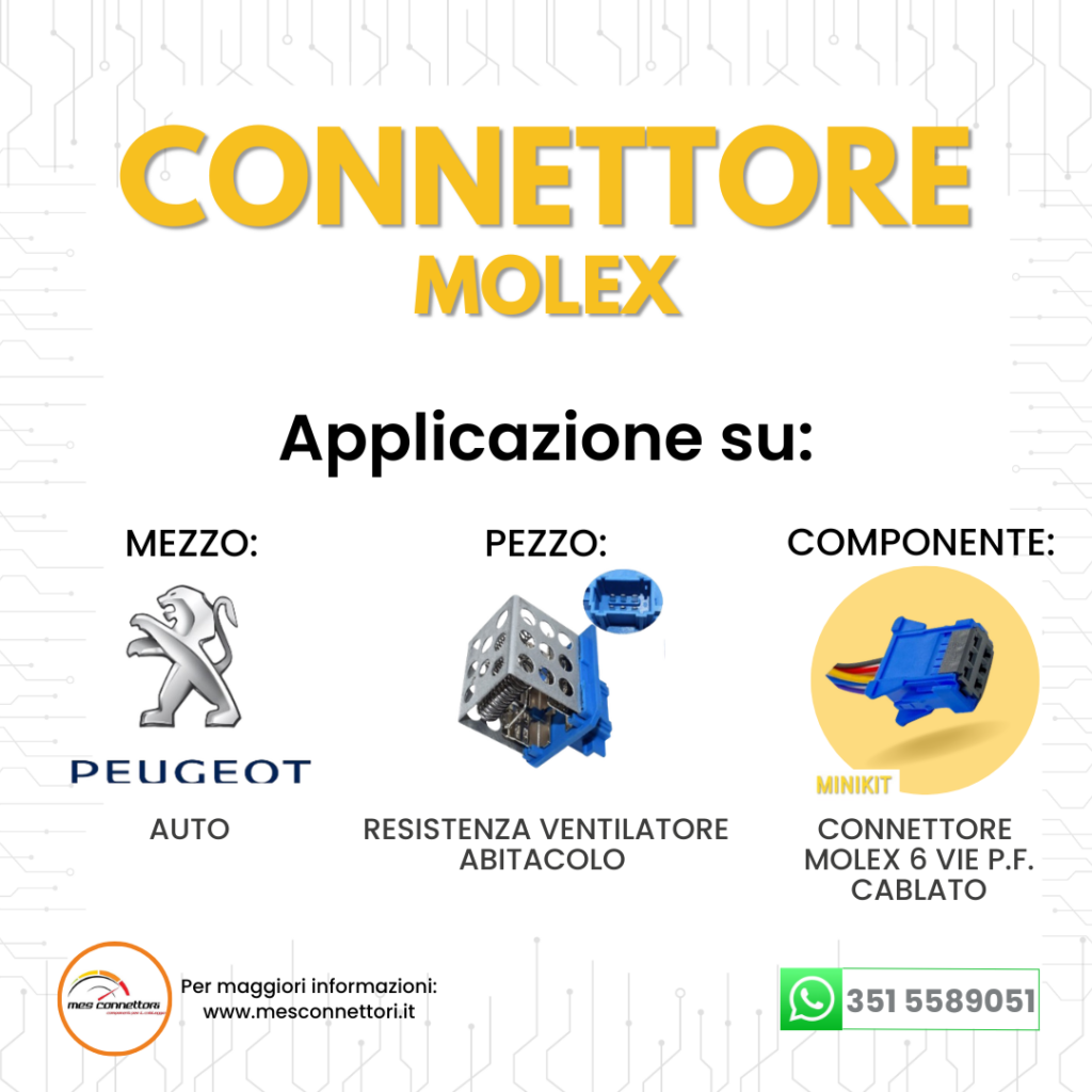 connettore CABLATO Molex serie HSG – 6 vie p.f.