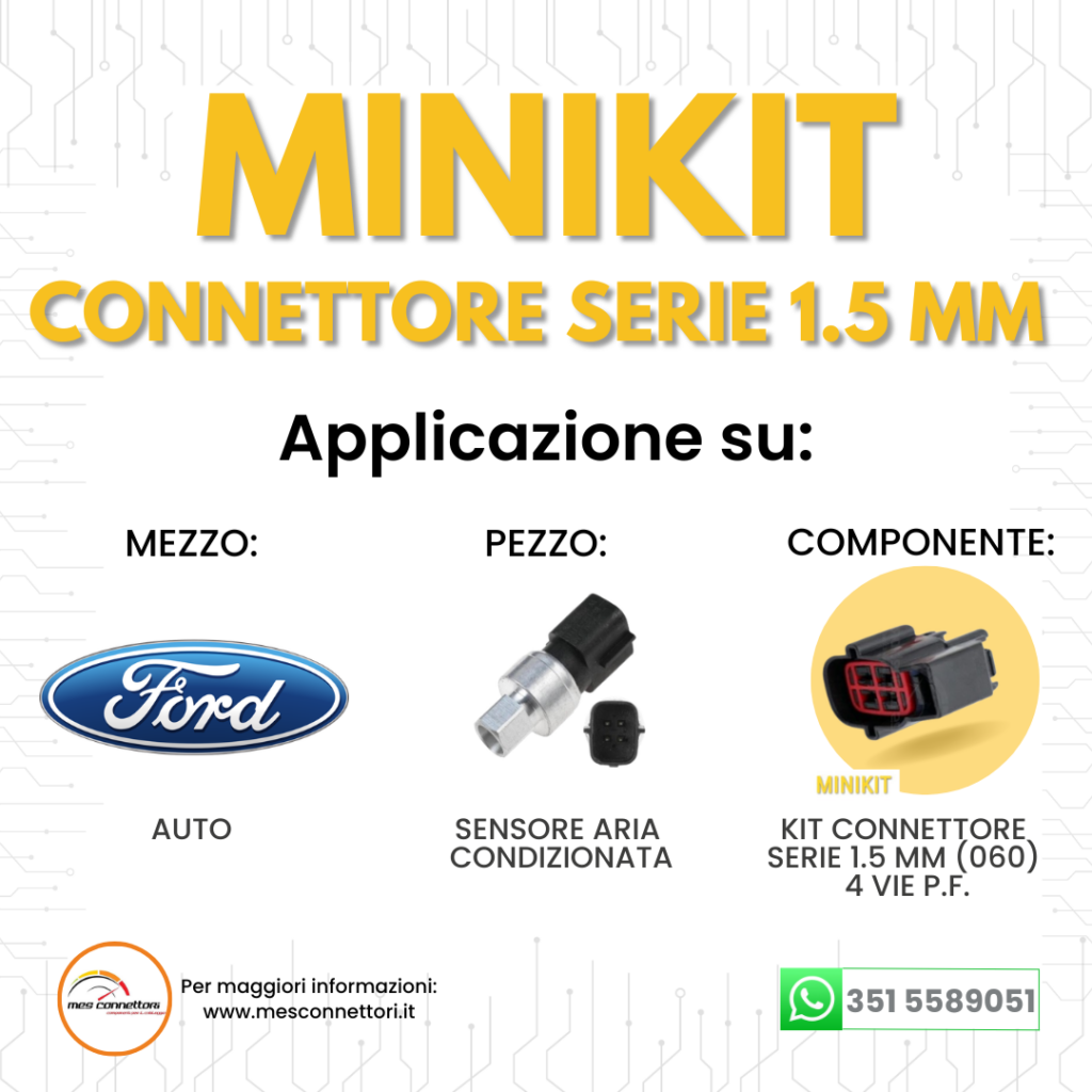 miniKIT connettore yazaki serie E 1.5 mm (060) – 4 vie p.f. sealed nero