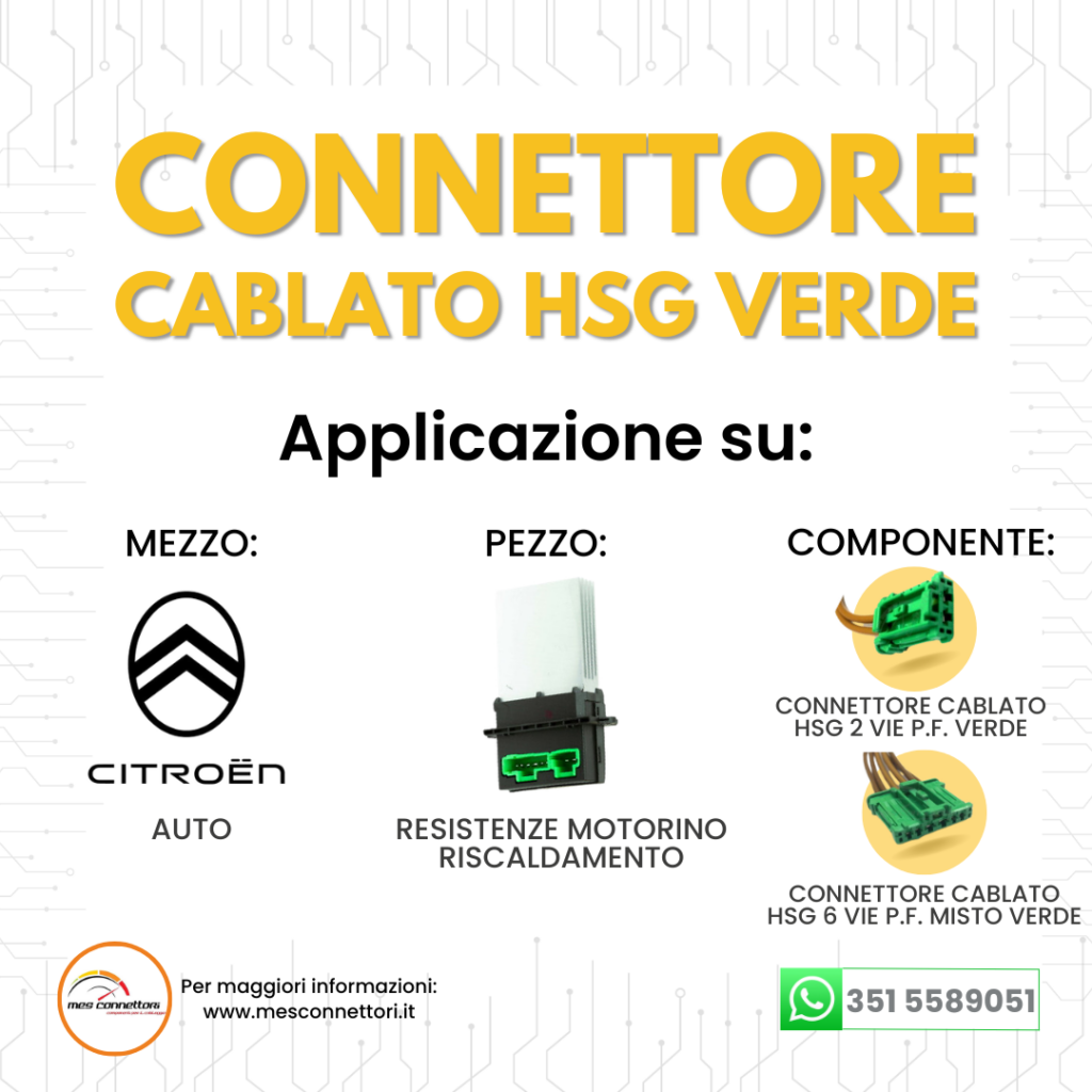 connettore cablato MOLEX SERIE HSG – 2 vie p.f. verde