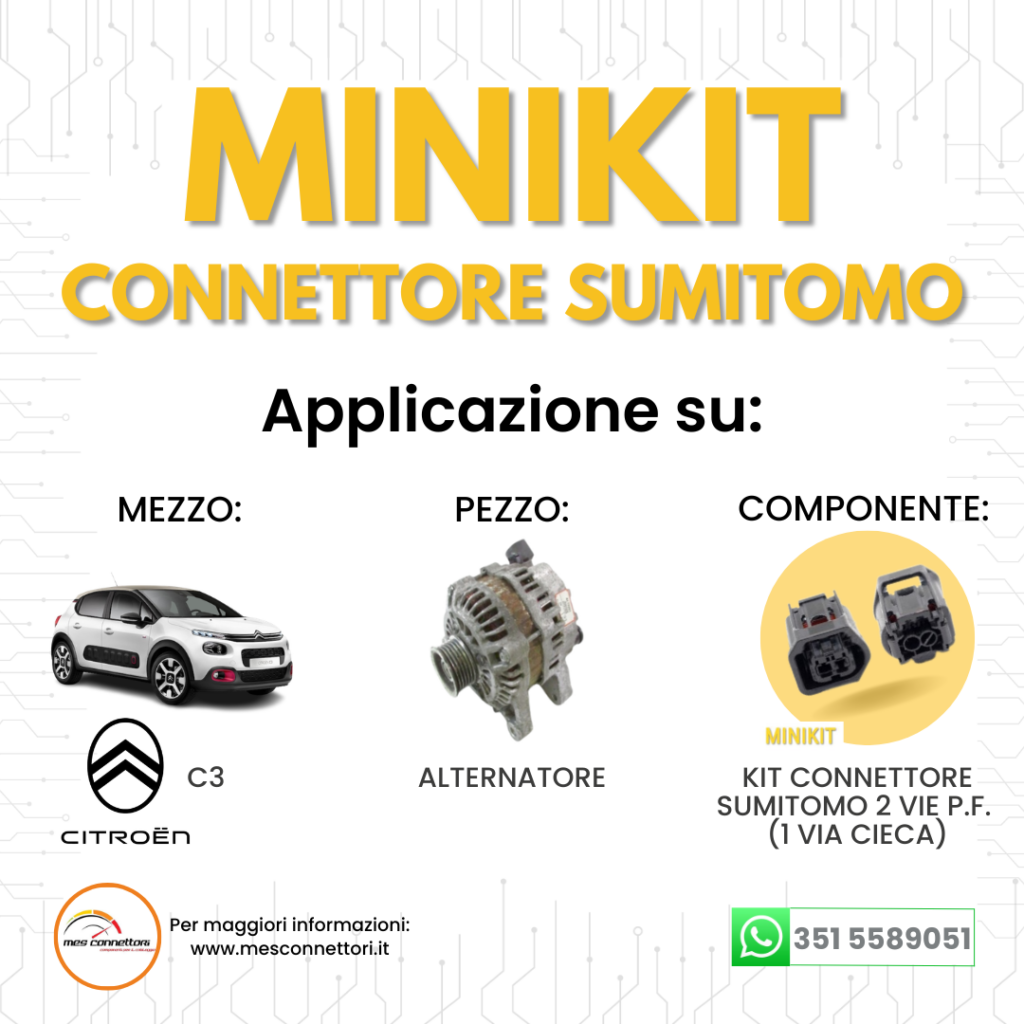 miniKit Connettore Sumitomo per toyota 90980-12A88 2.3mm (090) – 2 vie p.f. (1 via cieca) sealed