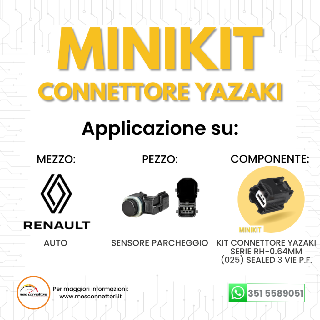 kit connettore YAZAKI serie RH 0.64 mm (025) – 3 vie p.f. sealed nero