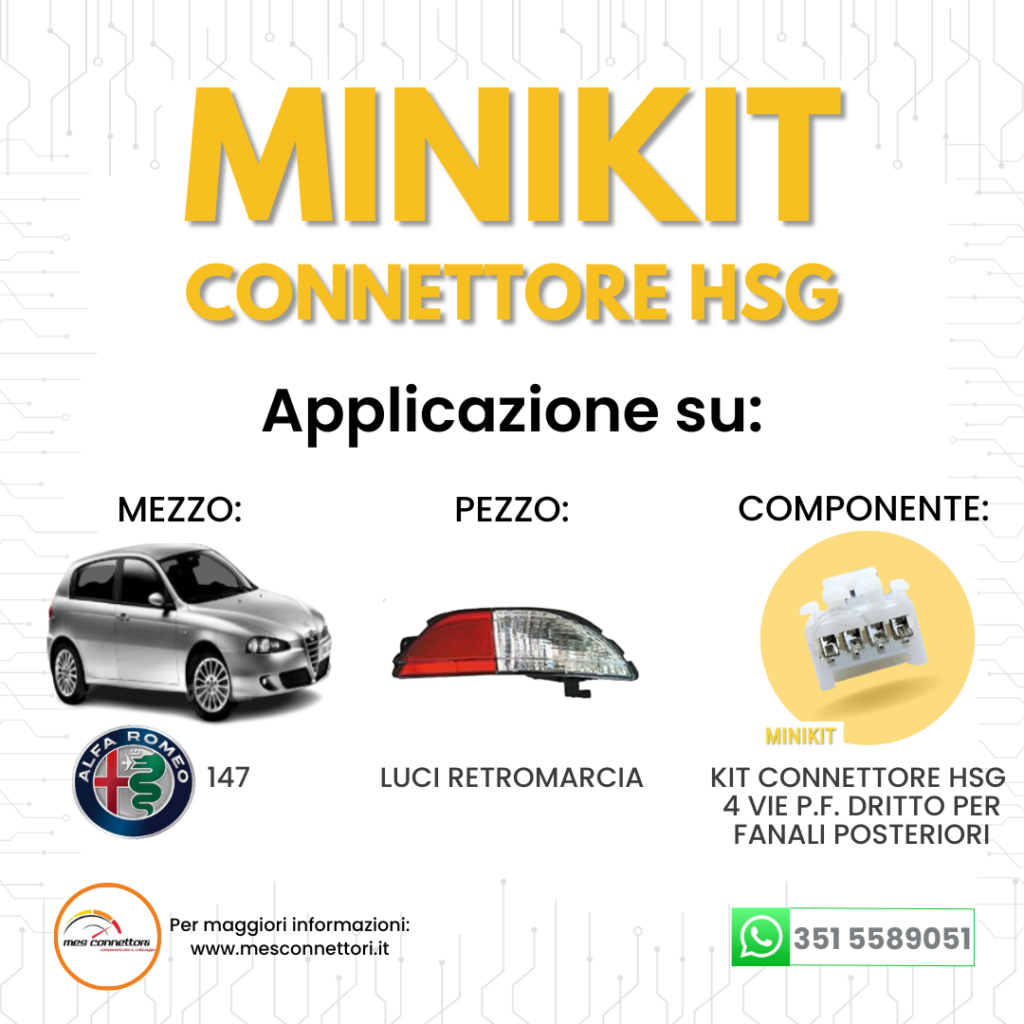 minikit connettore molex HSG – 4 vie p.f. dritto per fanali posteriori