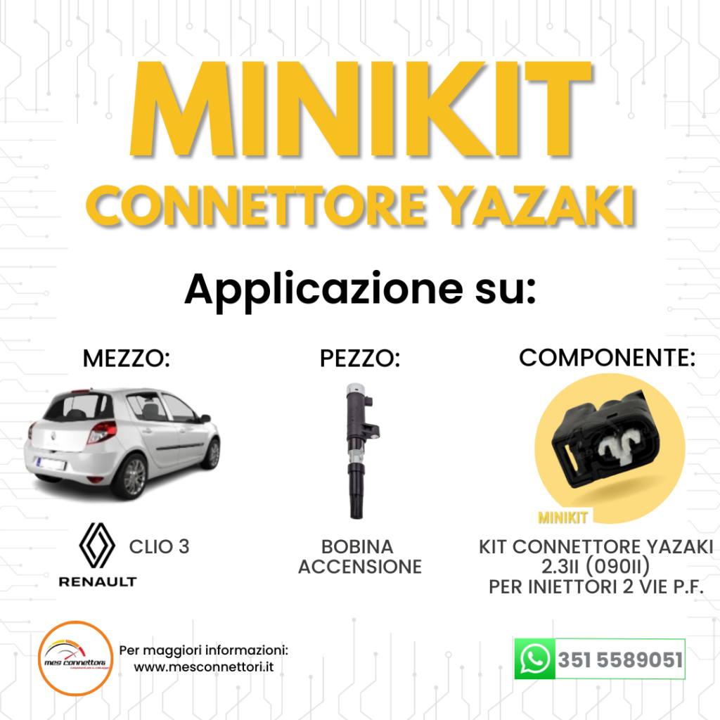 connettore Yazaki serie 2.3II (090II) – 2 vie p.f. sealed nero per iniettori