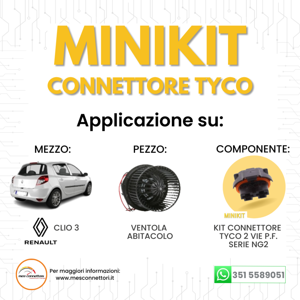 miniKIT connettore TYCO serie NG2 – 2 vie p.f. nero stagno