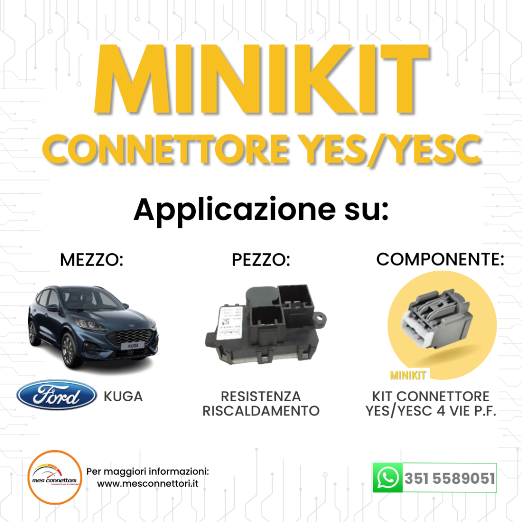 miniKIT Connettore yazaki serie YES/YESC 6.3 (250) x 0.8 – 4 vie p.f. grigio