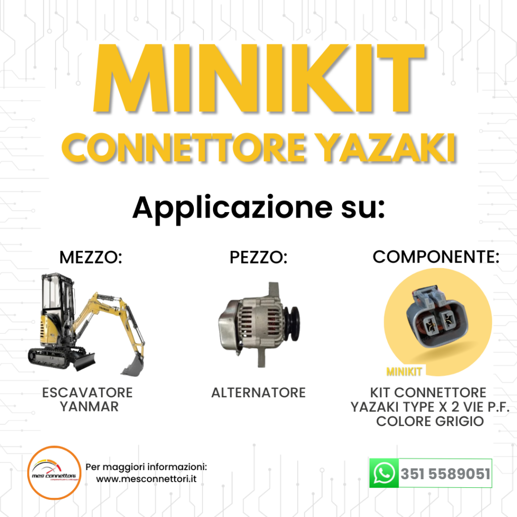 miniKIT Connettore YAZAKI serie 58 TYPE x 6.3mm (250) – 2 vie p.f. sealed grigio