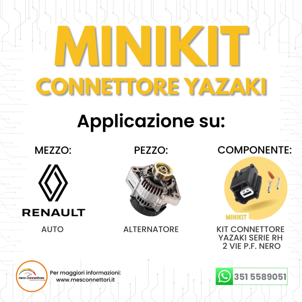 miniKit connettore YAZAKI serie RH 0.64 mm (025) – 2 vie p.f. sealed nero