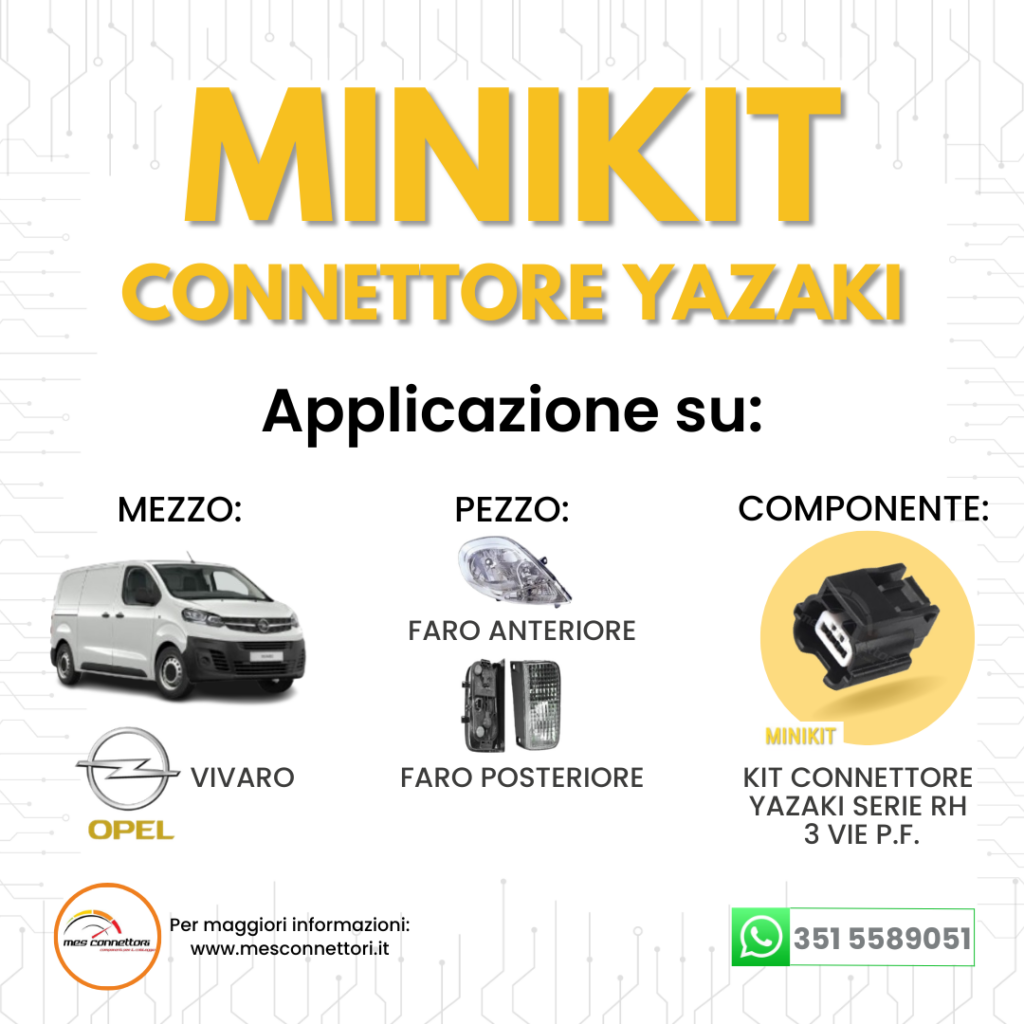 minikit connettore YAZAKI serie RH 0.64 mm (025) – 3 vie p.f. sealed nero