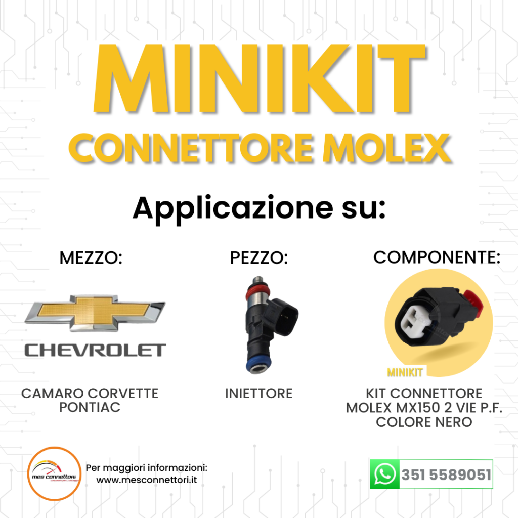 minikit connettore MOLEX serie MX150 – 2 vie p.f. nero