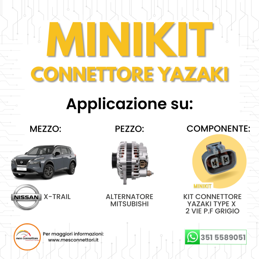 miniKIT Connettore YAZAKI serie 58 TYPE x 6.3mm (250) – 2 vie p.f. sealed grigio