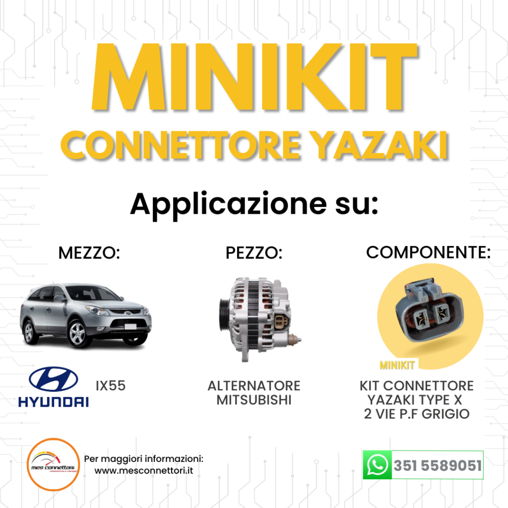 miniKIT Connettore YAZAKI serie 58 TYPE x 6.3mm (250) – 2 vie p.f. sealed grigio