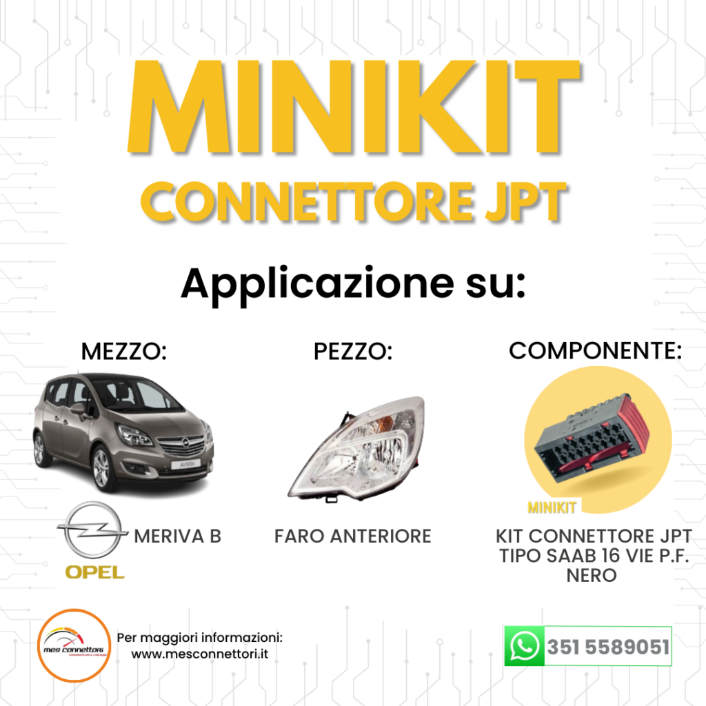 miniKIT connettore TYCO serie JPT tipo SAAB – 16 vie p.f. nero