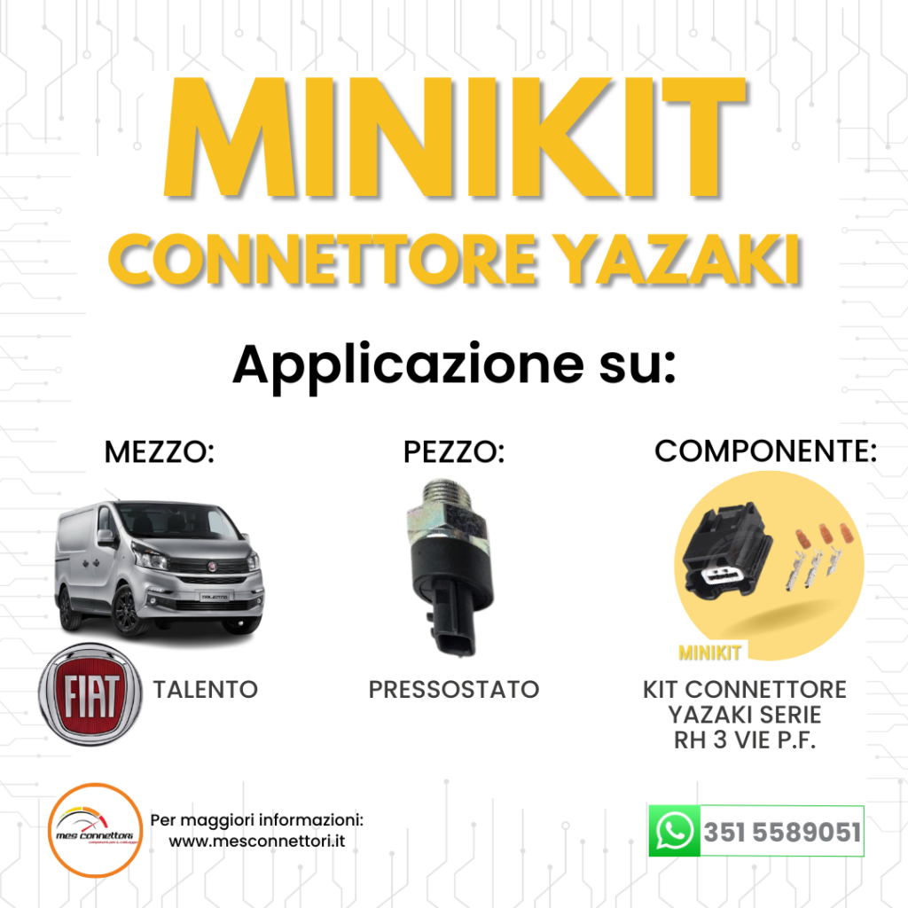 minikit connettore YAZAKI serie RH 0.64 mm (025) – 3 vie p.f. sealed nero