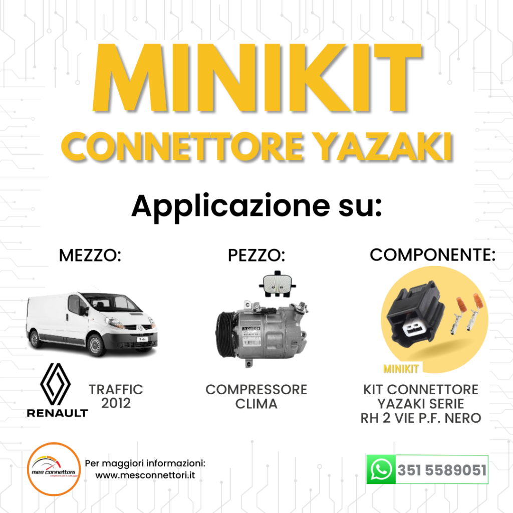 minikit connettore YAZAKI serie RH 0.64 mm (025) – 3 vie p.f. sealed nero